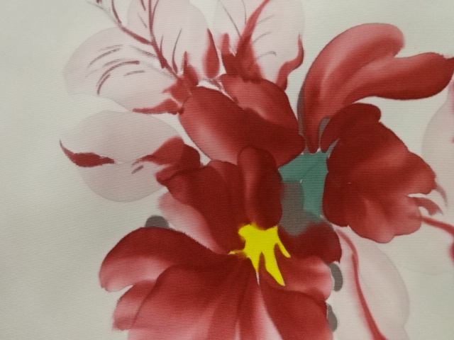 アンティーク　塩瀬手描き花模様名古屋帯